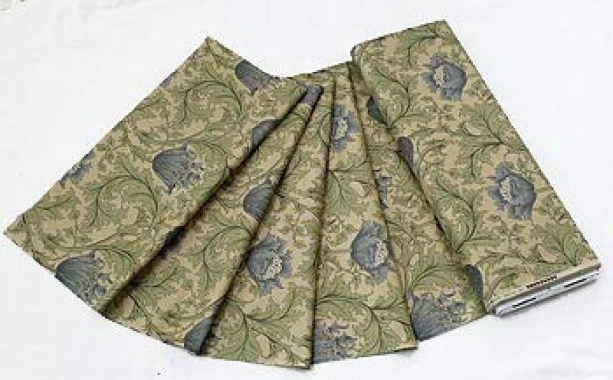 Morris Best of Morris Anemone 1 Meter Cotton Print Fabric MO-2139 Blue/Beige, Pre-Cut