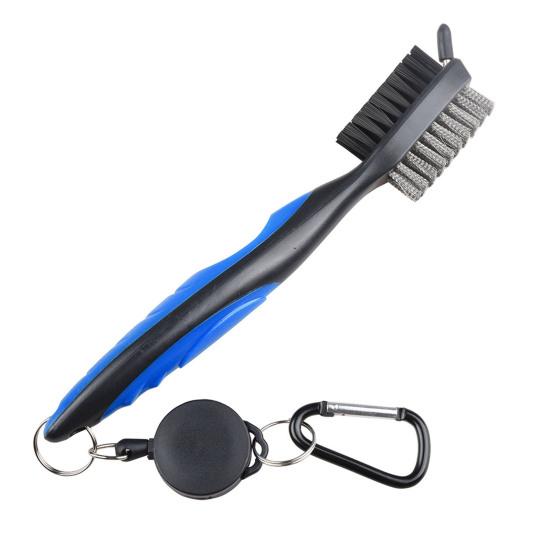 Golf Club Cleaning Brush with Carabiner Nylon Bristles Design Reusable Portable Golf Equipment Brush Cleaning Tool