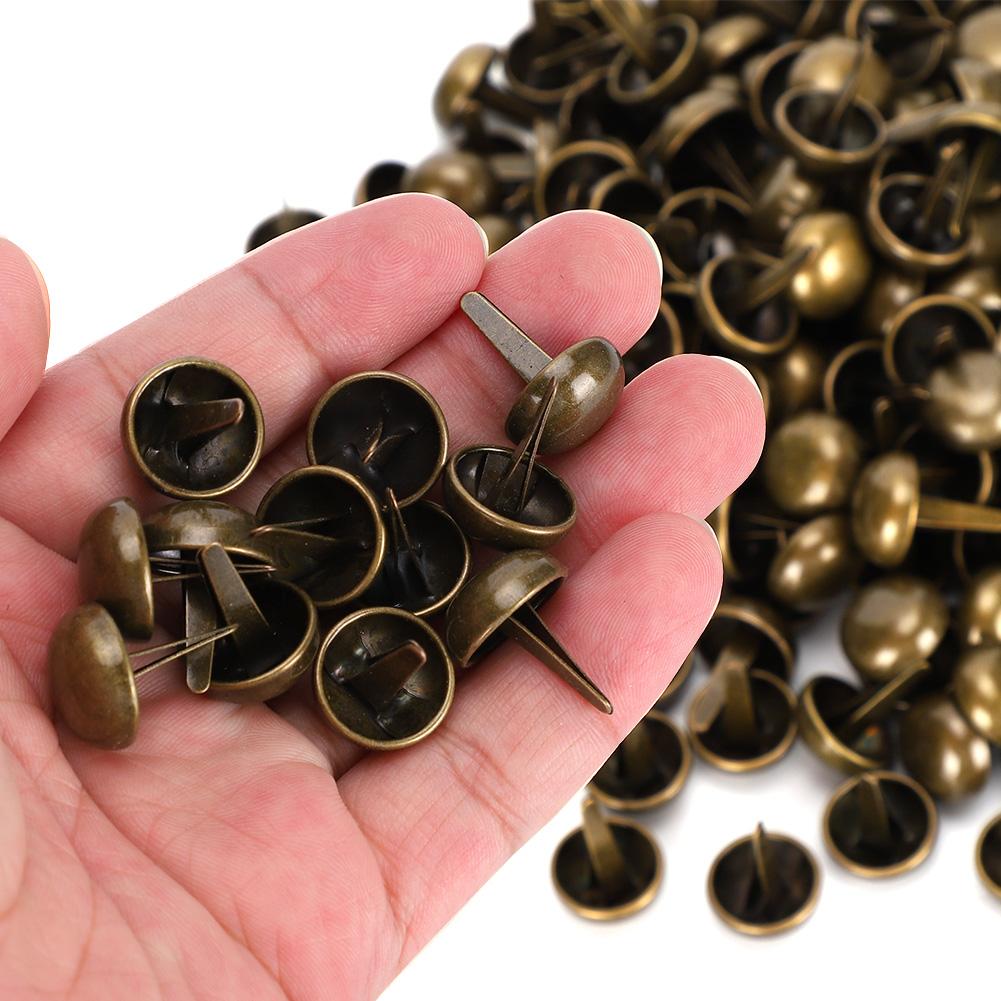 200pcs 15mm Bottom Studs Rivets 2‑Feet Nailheads for Leather DIY Craft Purse Handbag