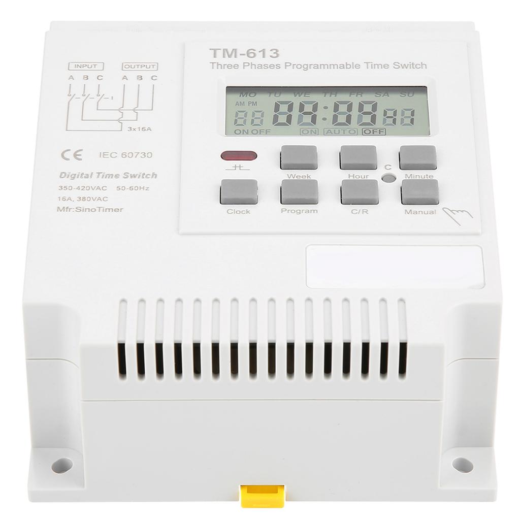 Digitaler Zeitrelais TM-163 Dreiphasig 380V 50-60Hz Intelligenter Digitaler Wöchentlich Programmierbarer Steuerungs-Stromzeitgeber-Schalter Mini-Zeitschalter