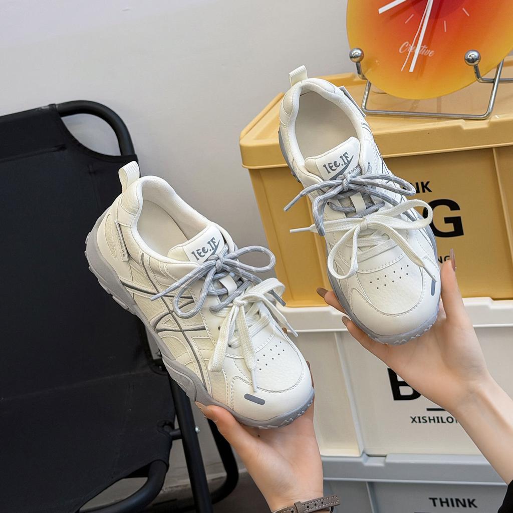 Mesh Breathable Leather German Training Shoes Women's New Versatile Casual Soft Sole Long Standing Not Tired Feet Sports Shoes Thin
