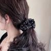 2pcs Black & Cream Polka Dot Scrunchies Hair Ties - Retro Minimalist Elastic Hair Accessories