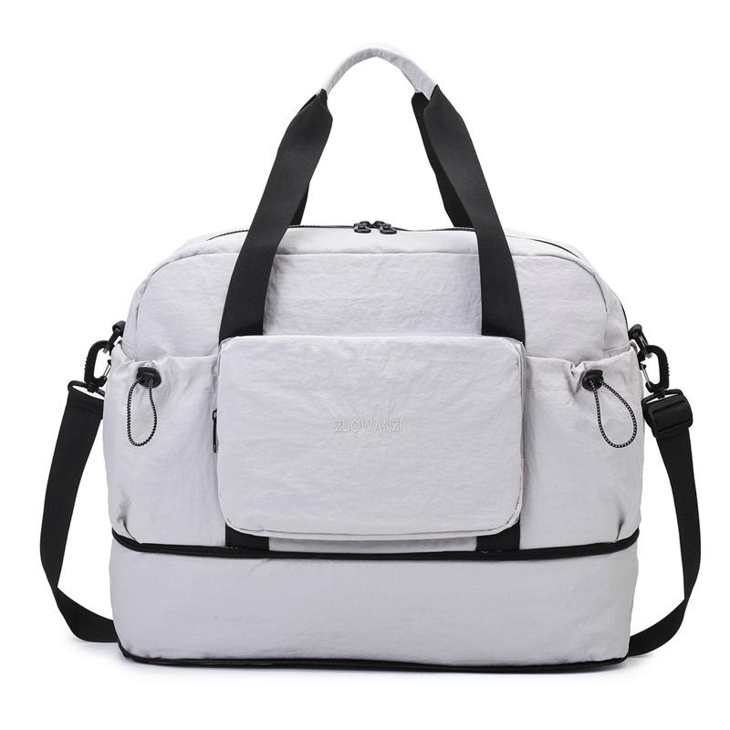 Foldable gym bag with dry and wet separation, expandable travel handbag, single shoulder crossbody travel bag, sports gym bag