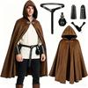 5-piece Set Of Renaissance Hooded Cloaks, Medieval Men's And Women's Halloween Costume Accessories, Cloak Belts