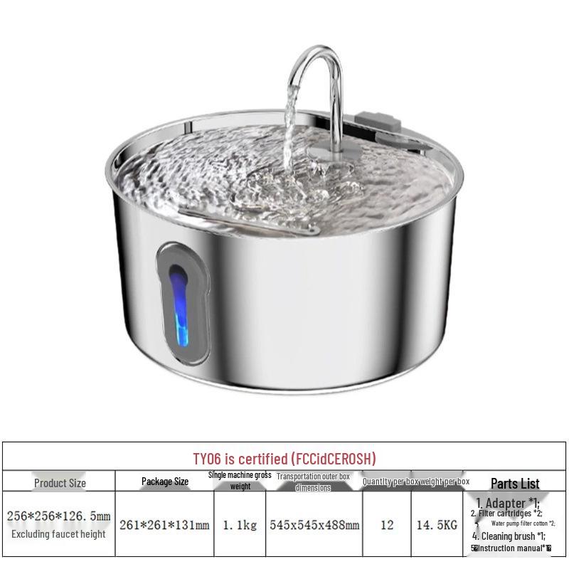 Stainless Steel 4L Cat Water Fountain with Silent Automatic Circulation