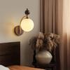 Innen Globus Glas Wandleuchte Schirm Retro Holz Wandleuchte Modern Minimalistisch Nachttisch Wandlampe Mid Century Nordische Wandmontierte Laterne für Wohnzimmer