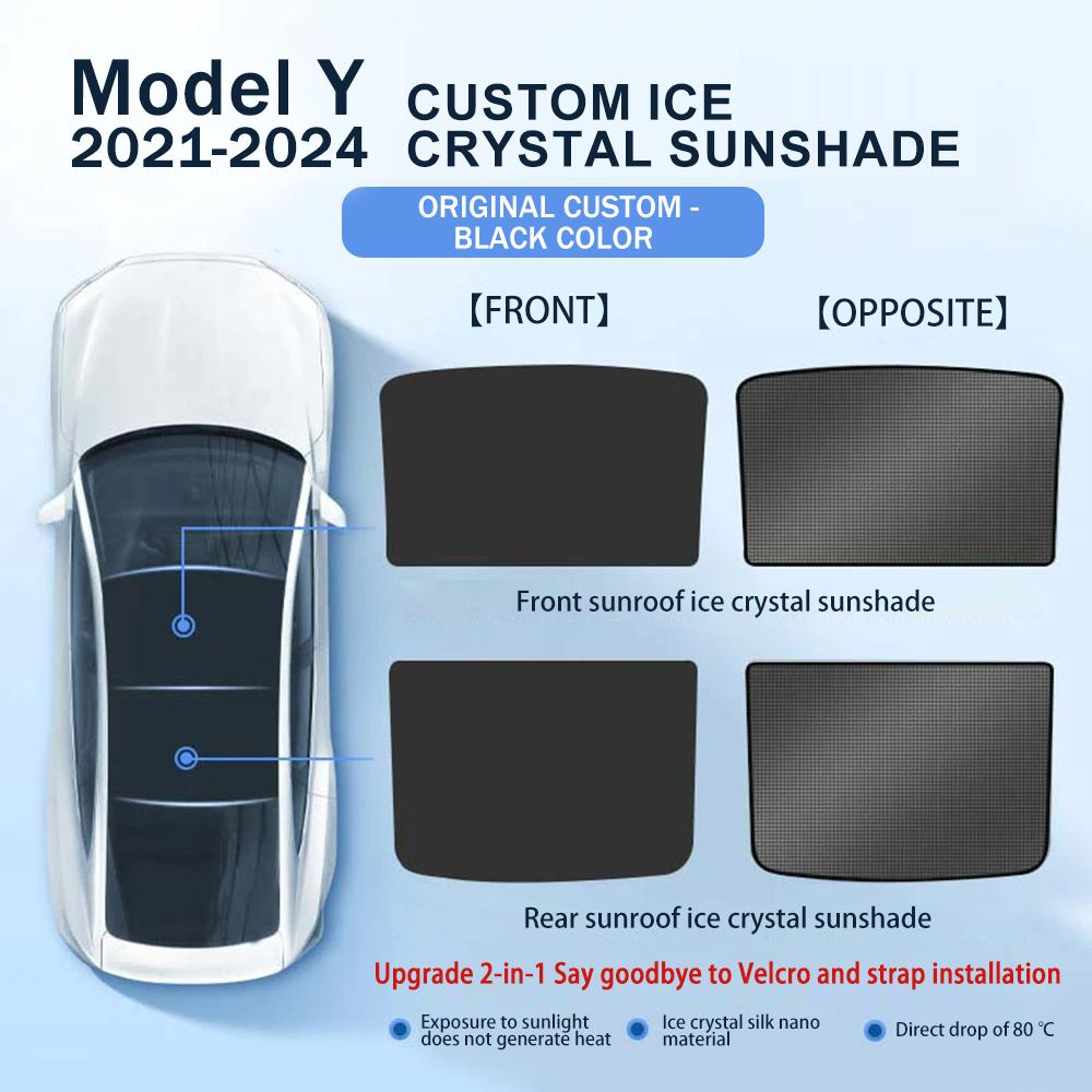 For Tesla Model 3/Y Model 3 Highland Model Y Juniper 2025 Ice Cloth Buckle Glass Roof Sunshade Car Front Rear Sunroof Skylight