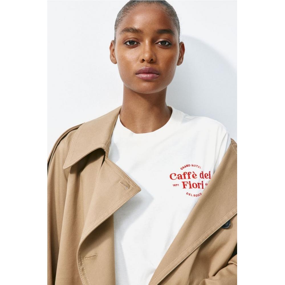 

Футболка с принтом HM кремового цвета Caff dei Fiori