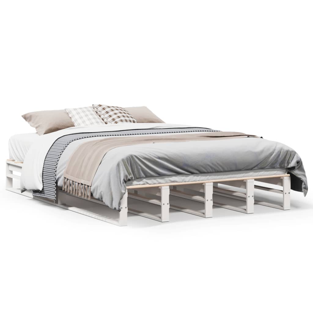 Solid Wood Bed Frame without Mattress White 120 x 200 cm Pine Wood
