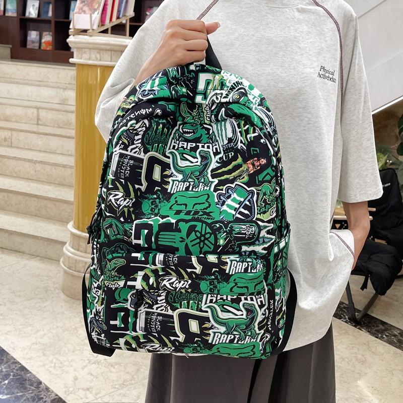 Middle School Students' Large Capacity School Bag Unisex Waterproof Backpack Graffiti Print Backpack