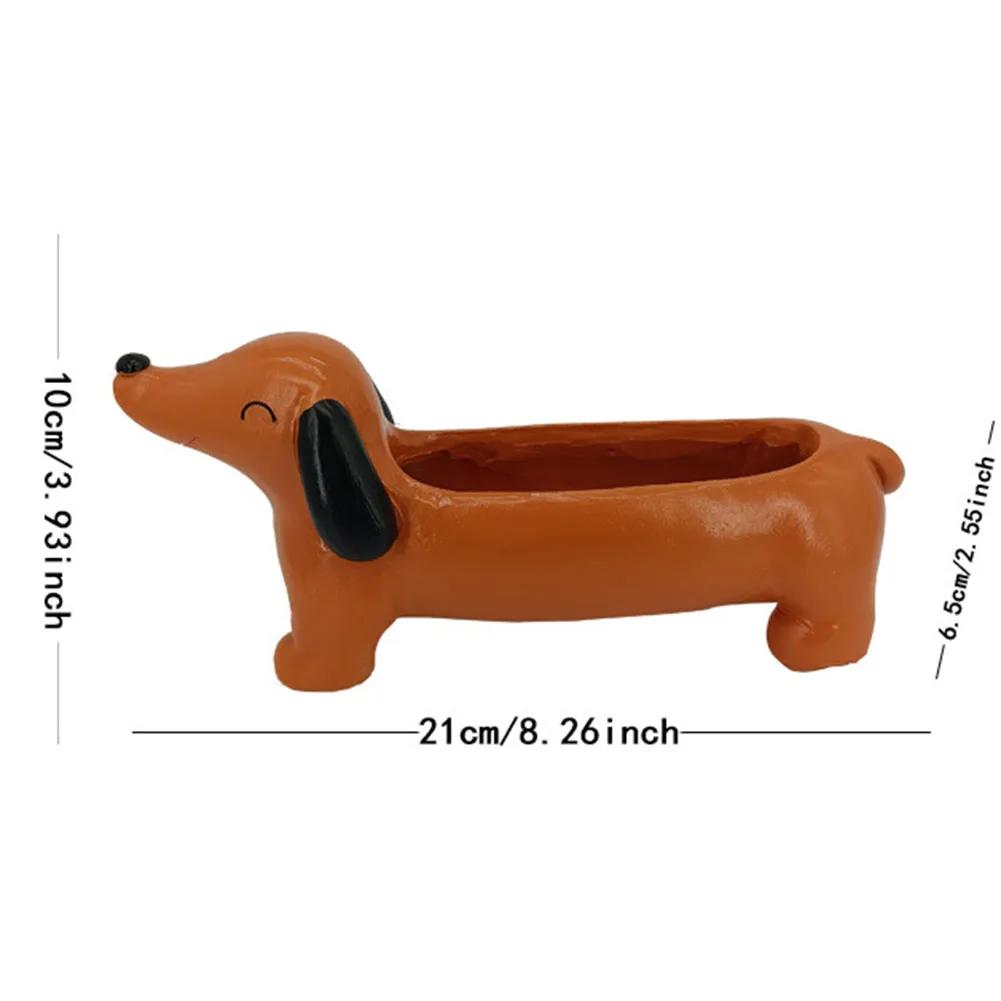 

Dachshund Flower Pot Dog Plant Pot Resin Succulent Flower Planter Cute Dog Pot Planter Aesthetic for Garden Indoor/Outdoor Decor