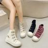 Women's High Canvas Shoe Design Buckle Strap Zip Simplicity Female Shoes Street Grace Waling Shoes