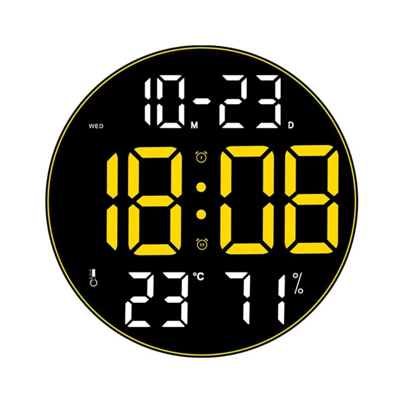 Modern Digital Wall Clock Remote Controlled 5-Level Adjustable Brightness 12inch Large Screen Wall Clock for Offices