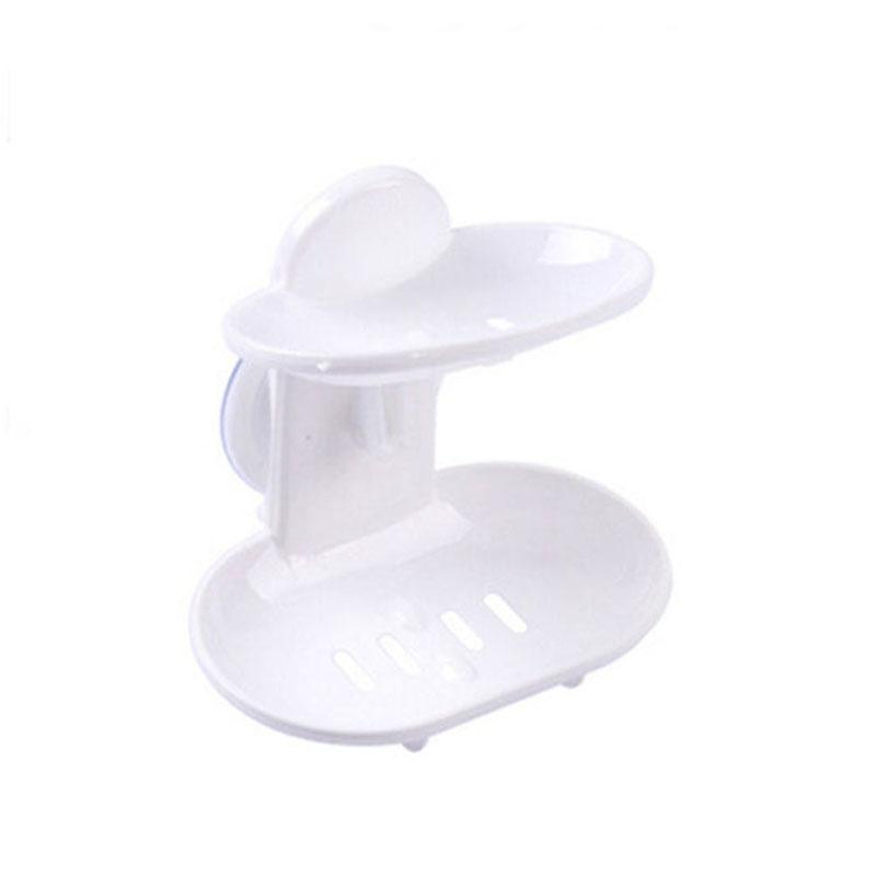 Trendy koupelna Dvouvrstvé Nádobka na mýdlo Silná přísavka Držák na vypouštění mýdla Nádobka na mýdlo