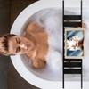 Étagère de Baignoire Salle de Bain Bambou Noir pour Cosmétiques Accessoires Boissons