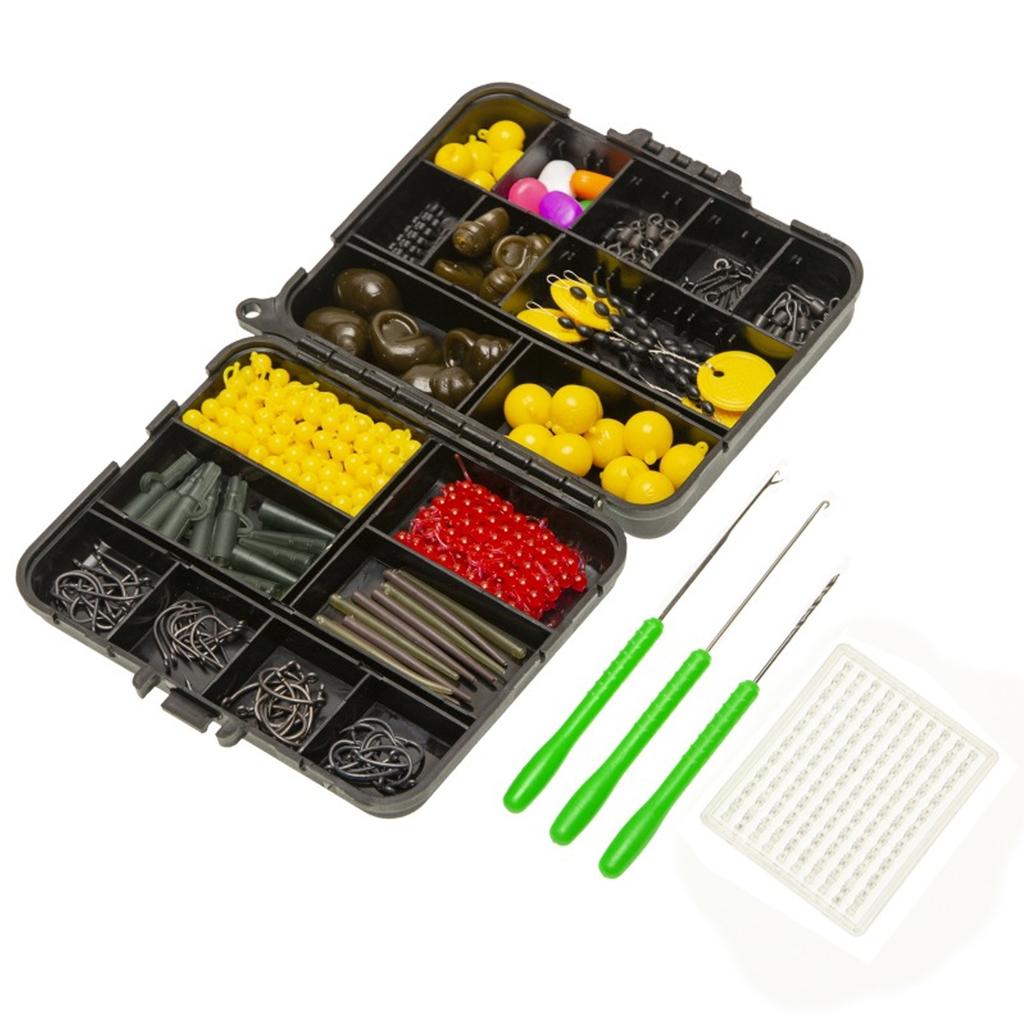 328pcs Carp Fishing Equipment Kit Carp Fishing Tackle Box Include Swivels Bait Float Fishing Needles Fishing Accessories