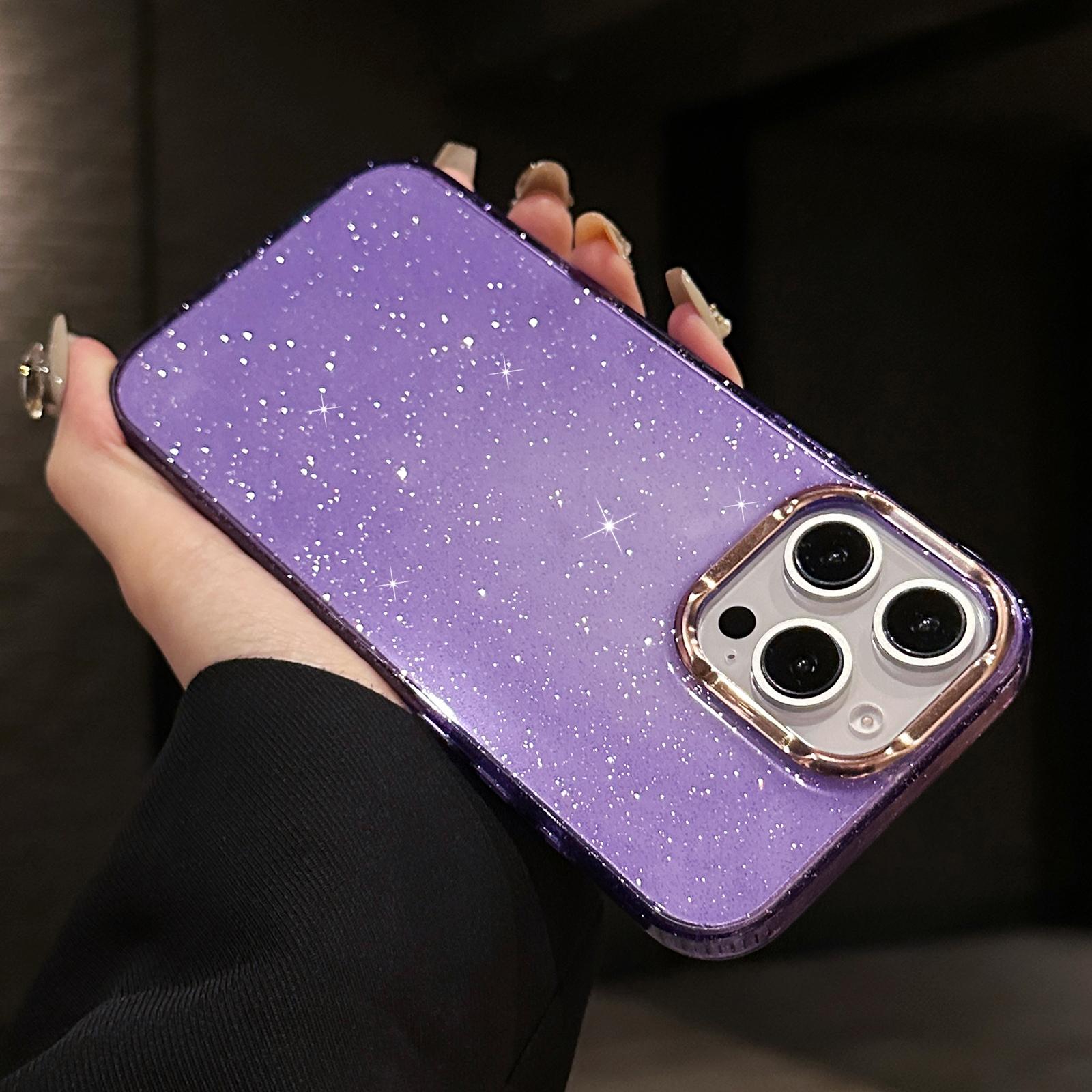

For iPhone 16 Pro Max Case IMD Sparkle Sequin PC+TPU Shockproof Phone Cover B
