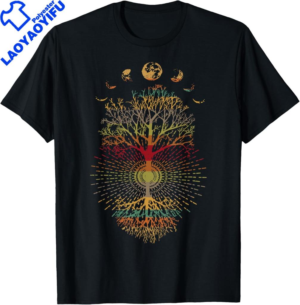 Unisex Unisex Tshirts Phases Of The Moon Retro 60s 70s Vibe Tree Of Life Tshirt