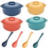 1L Capacity Plastic Rice Bowl with Lids Soup Bowls Durable Instant Noodle Bowls  Hot Rice