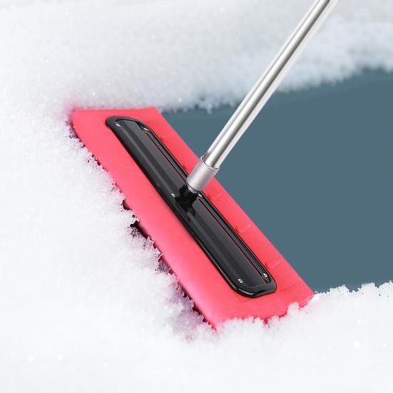 Roof Snow Rake Foam Broom Scraper Ice Removal Tool with Wide Head Winter Driveway Roof Vehicle Snow Pusher Cleaning Accessory