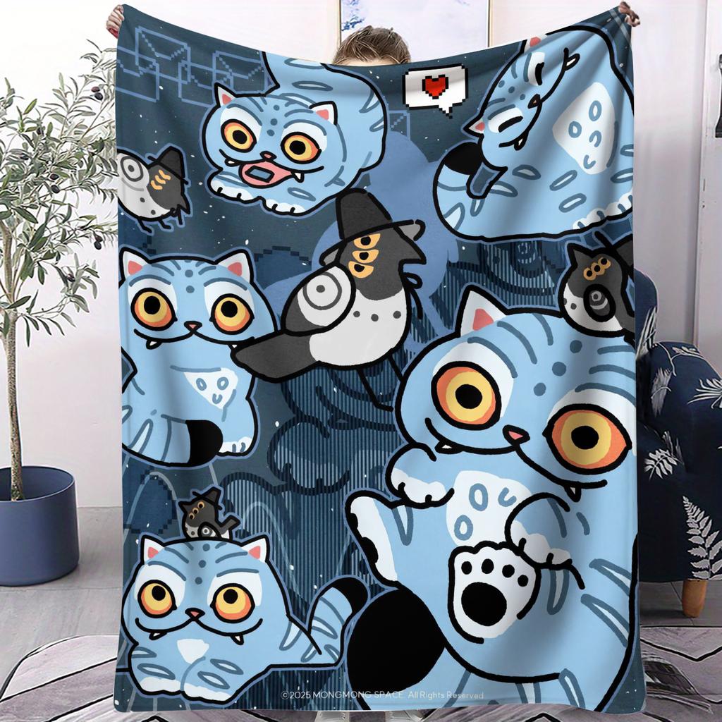 HUNTRIX KPOP Demon Hunters Anime Blanket Cover Flannel Throw Blankets Airplane Travel Portable Ultra-Soft Warm Sleeping Blanket