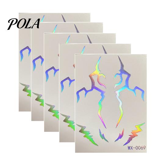 5 Sheets Holographic Lightning Tattoos, Waterproof Flash Temporary Stickers, Full Color Body Art for Festival Party Sale Goods