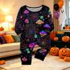Family Matching Halloween Printed Pajama Set Long Sleeve Top and Pants for Parents and Kids