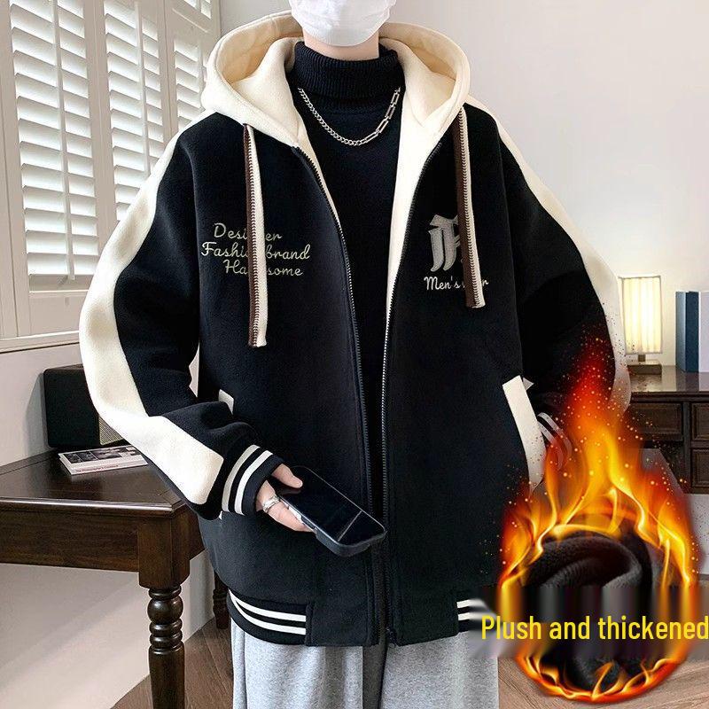 Youth Boys' Trendy Hooded Baseball Jacket for Spring and Autumn