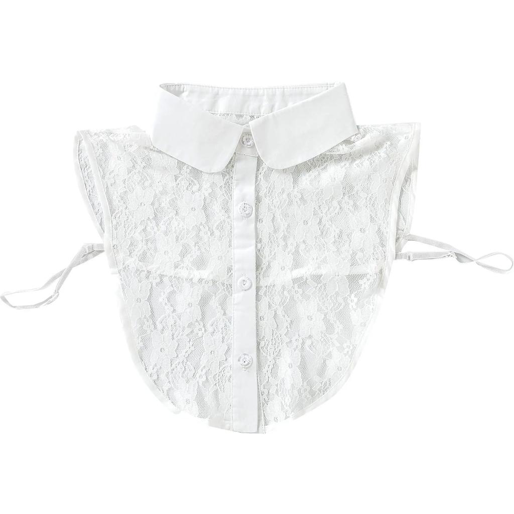 Fashion Women's Lace Floral Shirt Fake Collar Removable Mujer Faux Cols Sweater False Collar Lapel Shirt Blouse Detachable Decor