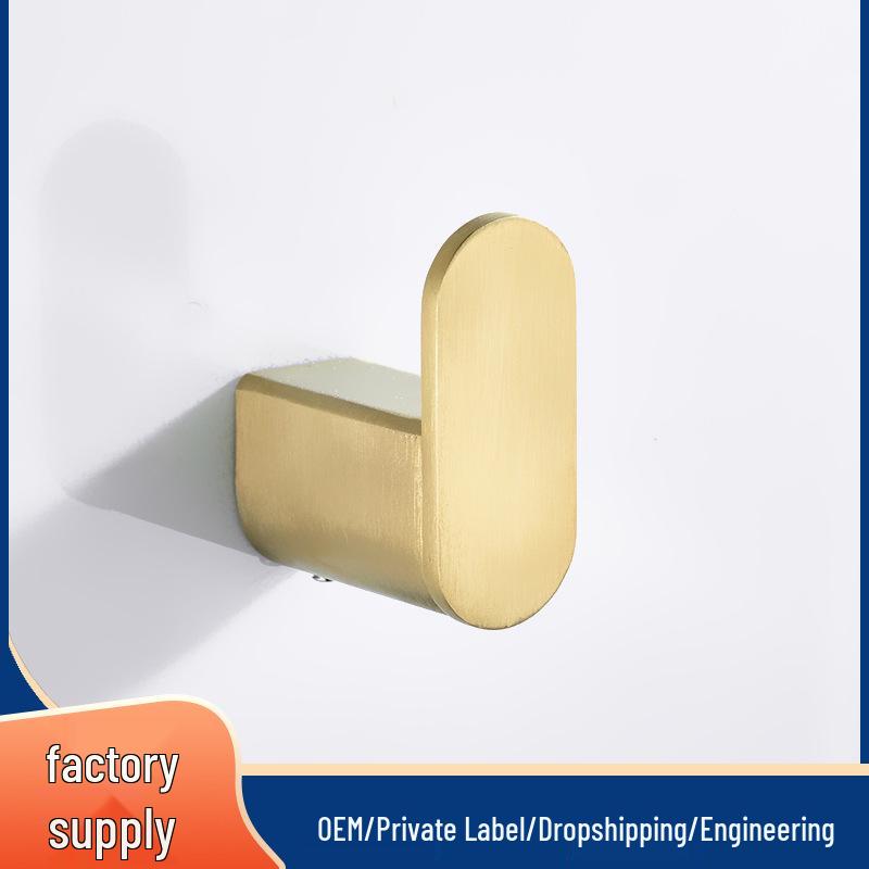 

Минималистичная вешалка для полотенец и халатов серии 82 из матовой нержавеющей стали золотого цвета с одинарной подставкой для мыла и стаканом