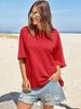 Women's Oversized Short Sleeve T Shirt Crew Neck Loose Basic Top with Side Slits