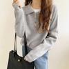 Retro Polo Collar Sweater for Women Autumn Winter New Pullover Soft Casual Sense Sweater Female