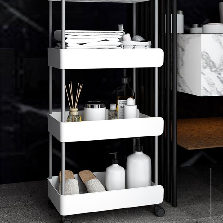Functional Shelf Wheeled Trolley Space Saving Mobile Utility Cart Storage Holder for Kitchen Storage