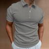 Men Clothes Summer Fashion Short Sleeve Sport Stripe Zipper Polo Shirt