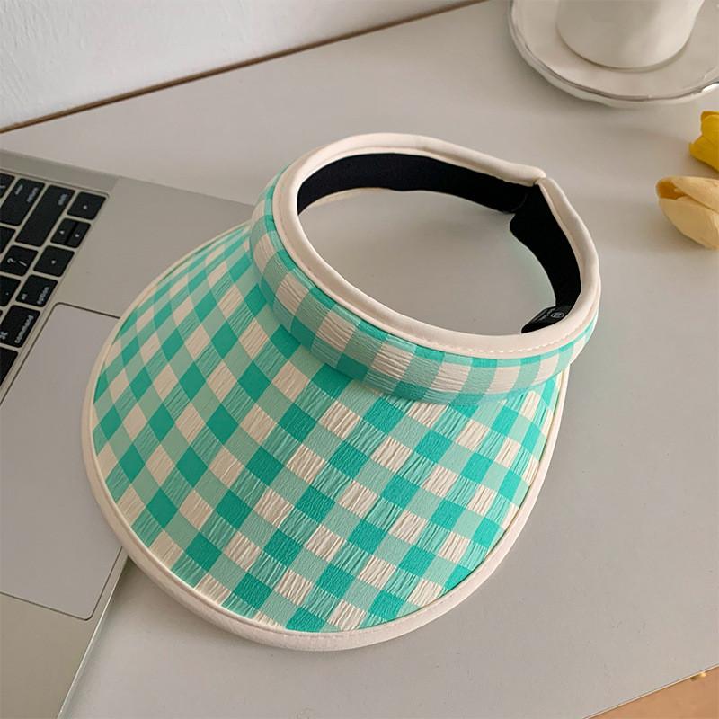 Cap Sun Sunscreen Hat Grid Pattern Uv Protection Breathable Versatility Unisex