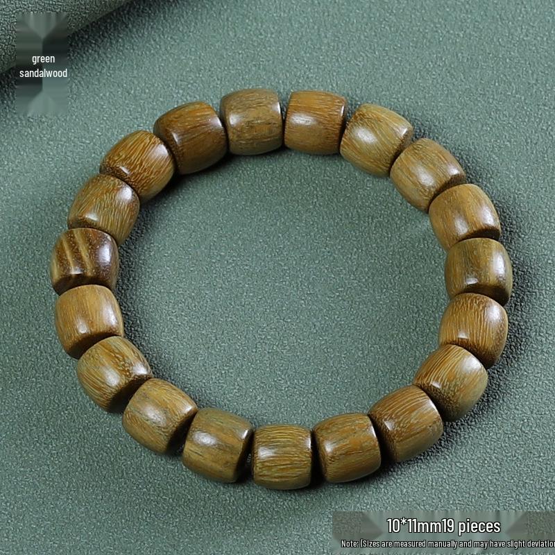 Unisex Handmade Green Sandalwood Bead Bracelet - Ethnic Style, Exquisite Design