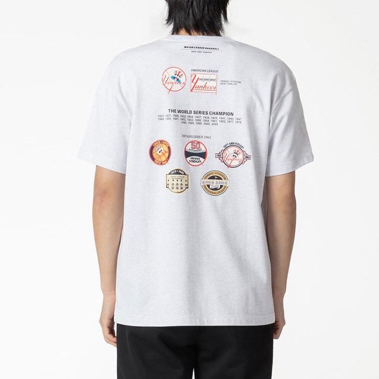 New Era Simple Casual Round Neck Printed Straight T-Shirt Unisex Tops Gray 12715354