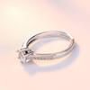 925 Sterling Silver Fashion Light Luxury Six-claw Round Zircon Ring Birthday Party Anniversary Gift