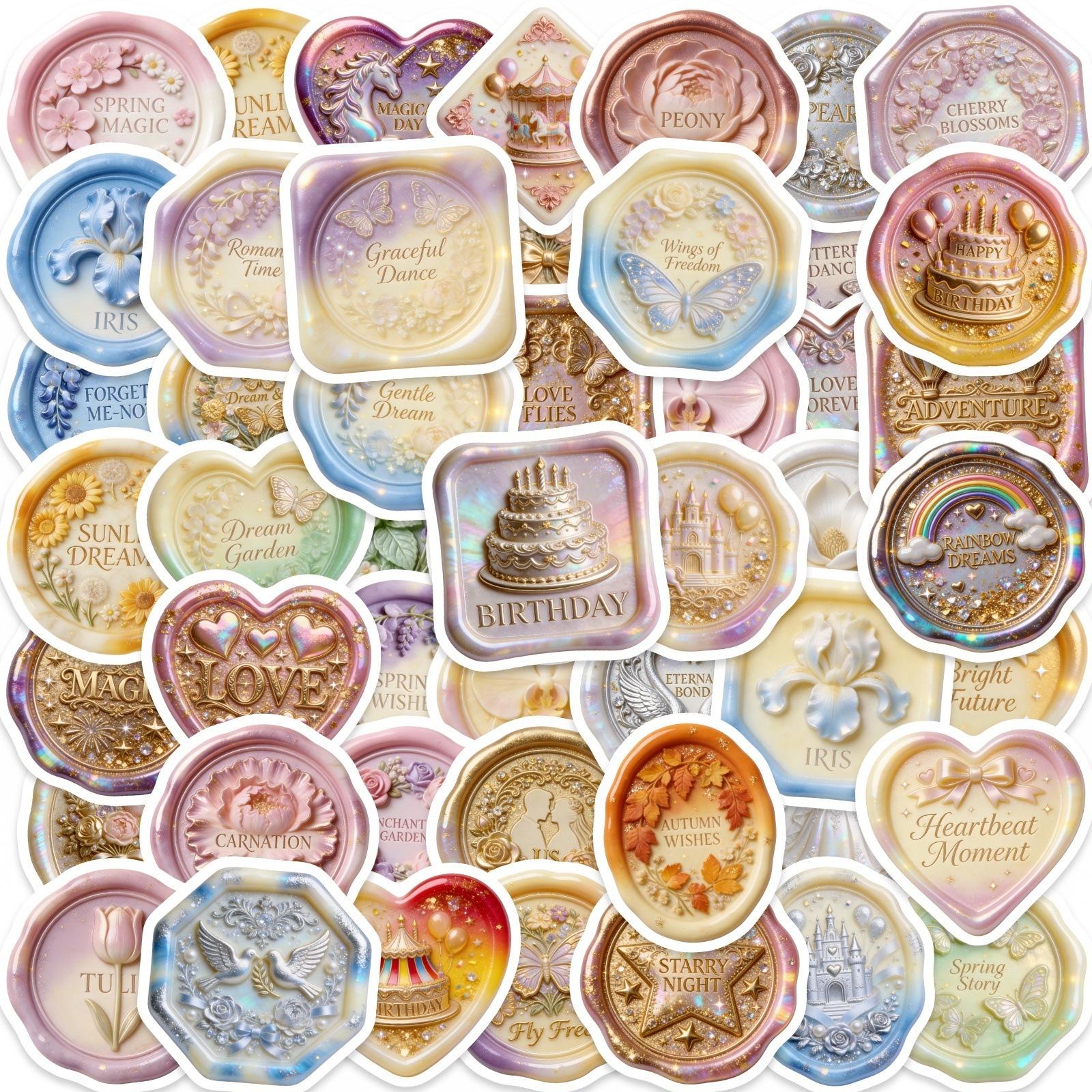 50 Dream Relief Fire Paint Stickers Retro European Style Exquisite Student Handbook Diy Decorative Stickers