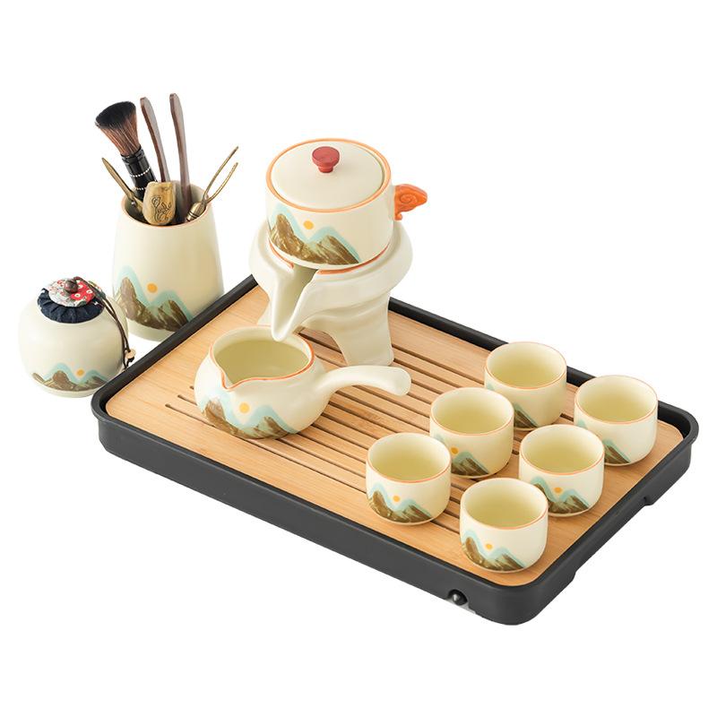 Business Gift Set Ru Kiln Qingshan Automatic Tea Set Anti-scalding Lazy Kung Fu Tea Set
