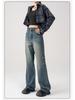Women's High-Waist Retro Blue Wide-Leg Jeans - 2025 Summer Slim Straight Fit