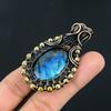Handmade Labradorite Wire Wrapped Pendant  Natural Blue Flash Moonstone Healing Crystal Necklace Unique Copper Art Jewelry Gift for Women