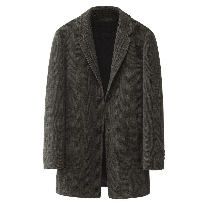 Men's Double-sided Cashmere Nizi Coat Medium and Long Autumn and Winter Thickened Down Liner Wool Woolen Coat