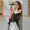 Women's Plus Size Black Lace Hollow-Out Mid-Length Summer Cardigan