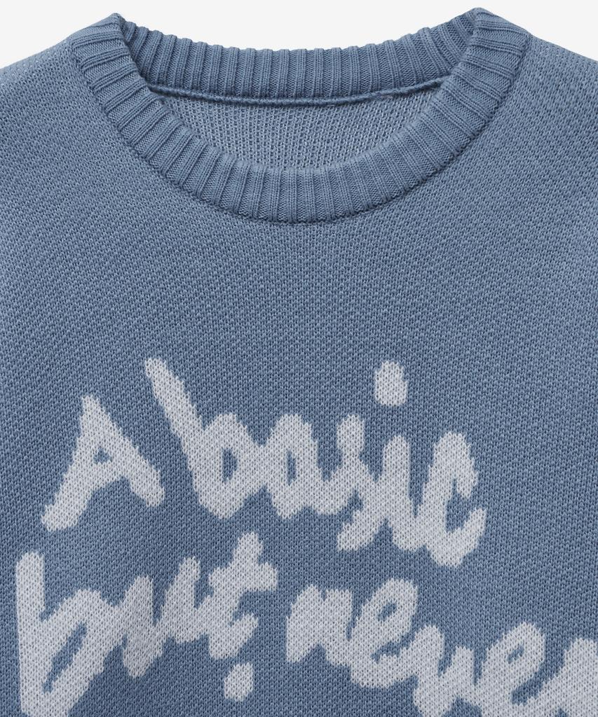 BLOND9 Slogan Round Knit Sweater_Alice Blue (Type B)
