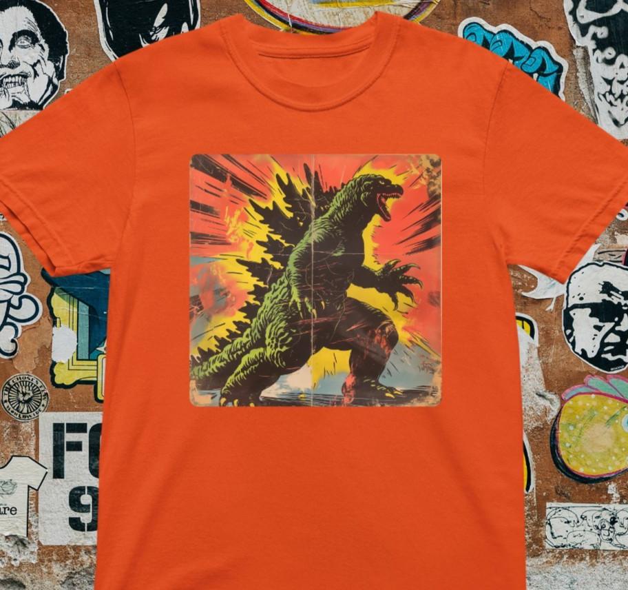 Retro Godzilla T-Shirt – Vintage Monster Movie Graphic Tee Kaiju Japanese Art M