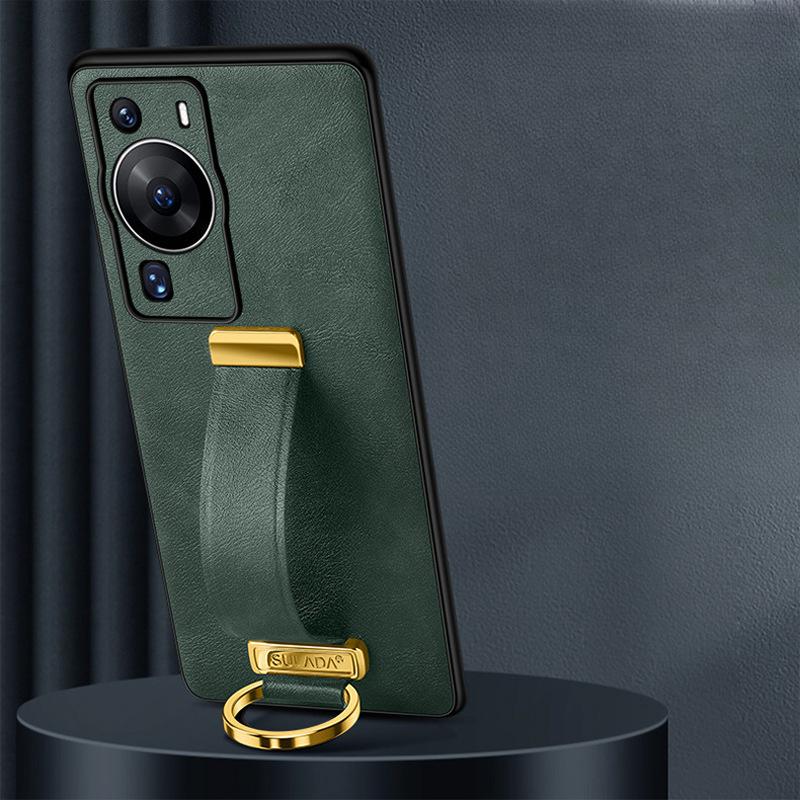 Suitable for Huawei Pura70pro Mobile Phone Case Ring Bracket Wristband P70ultra Anti-fall 70por Business Leather Case