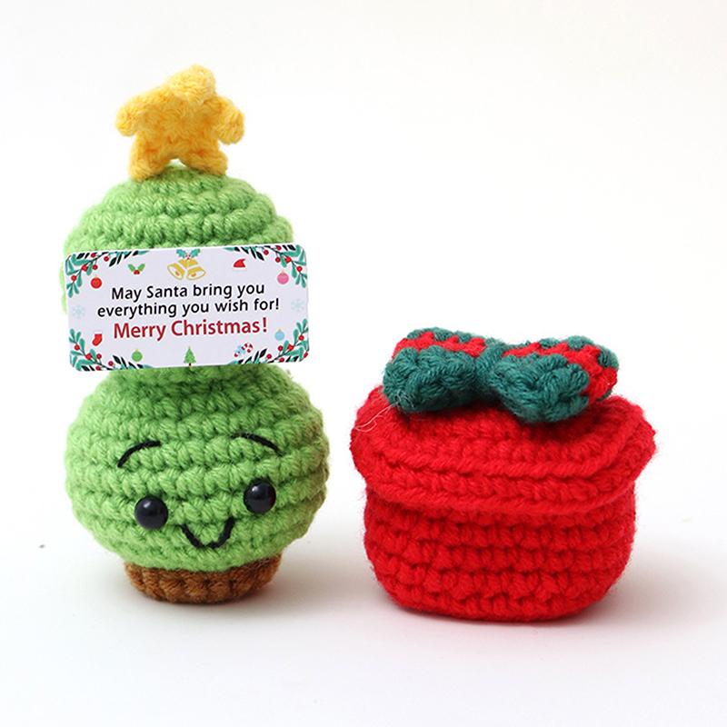 Cute Christmas Emotional Support Doll Fun Crochet Positive Energy Christmas Doll Handmade Knitte Doll Home Decor Festival Gift