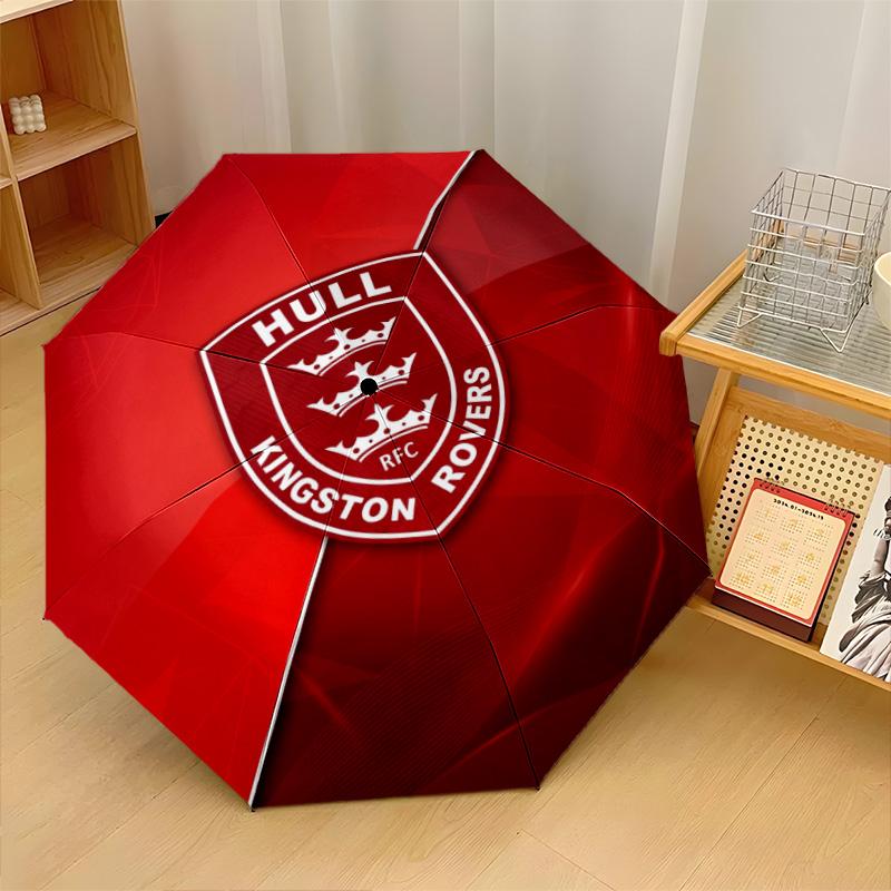 Hull KR Print Auto 8?Ribs Folding Umbrella Wind Resistant Lightweight Automatic Umbrella For Daily Travel