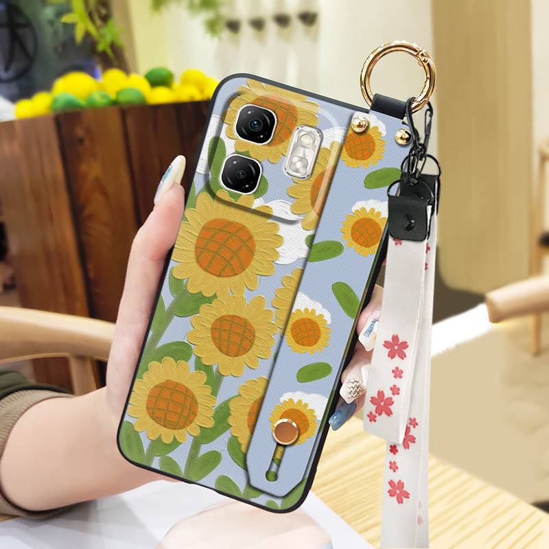 Anti-knock Oil Painting Phone Case For Infinix Hot50i/Smart9/X6531/X6532 Back Cover Wristband Fashion Design Shockproof